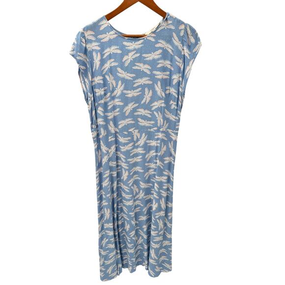 LOFT Soft Blue Butterfly Flutter Sleeve Midi Dress // 12 - Picture 4 of 12